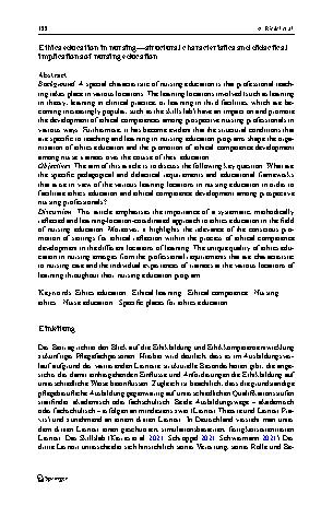 Vorschauseite 2: Ethikbildung in der Pflege – strukturelle Besonderheiten und didaktische Implikationen der Pflegeausbildung