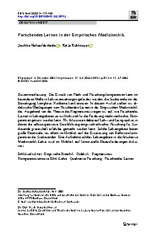 Vorschauseite 1: Forschendes Lernen in der Empirischen Medizinethik
