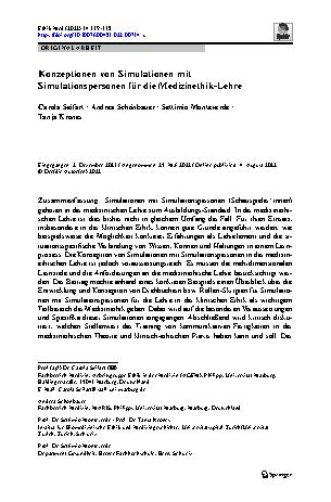 Vorschauseite 1: Konzeptionen von Simulationen mit Simulationspersonen für die Medizinethik-Lehre
