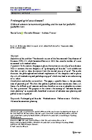 Vorschauseite 1: Prolonged grief as a disease?