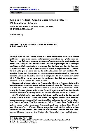 Vorschauseite 1: Orsolya Friedrich, Claudia Bozzaro (Hrsg) (2021) Philosophie der Medizin