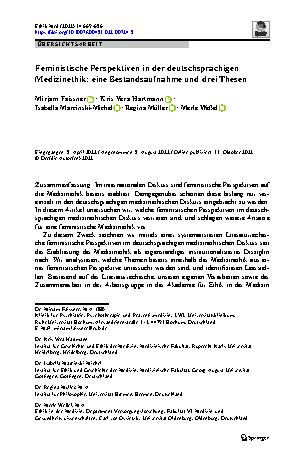 Vorschauseite 1: Feministische Perspektiven in der deutschsprachigen Medizinethik: eine Bestandsaufnahme und drei Thesen