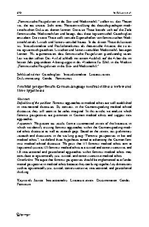 Vorschauseite 2: Feministische Perspektiven in der deutschsprachigen Medizinethik: eine Bestandsaufnahme und drei Thesen