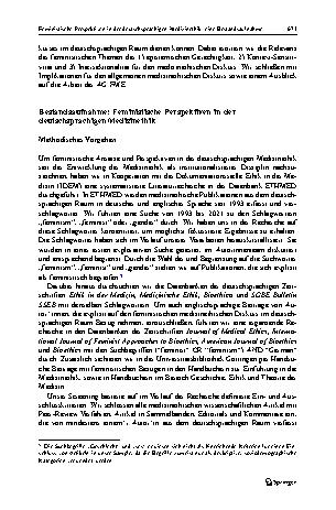 Vorschauseite 5: Feministische Perspektiven in der deutschsprachigen Medizinethik: eine Bestandsaufnahme und drei Thesen