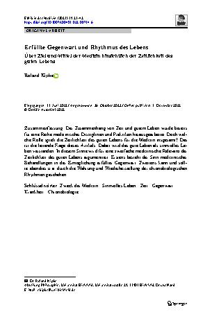 Vorschauseite 1: Erfüllte Gegenwart und Rhythmus des Lebens