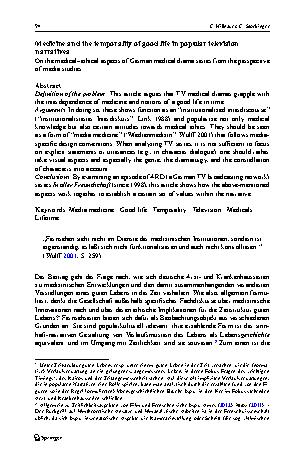 Vorschauseite 2: Medizin und die Zeitlichkeit guten Lebens in populären Fernsehnarrativen