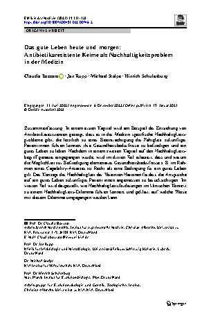 Vorschauseite 1: Das gute Leben heute und morgen: Antibiotikaresistente Keime als Nachhaltigkeitsproblem in der Medizin