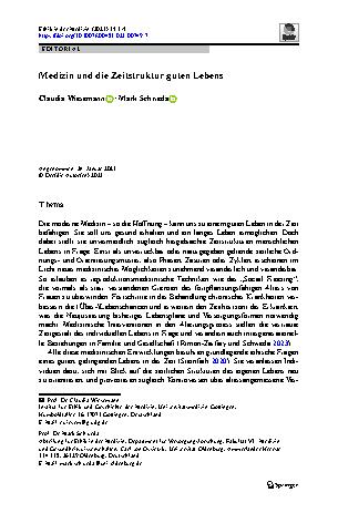 Vorschauseite 1: Medizin und die Zeitstruktur guten Lebens