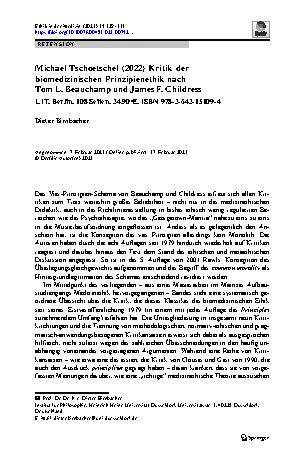 Vorschauseite 1: Michael Tschoetschel (2022) Kritik der biomedizinischen Prinzipienethik nach Tom L. Beauchamp und James F. Childress