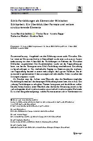 Vorschauseite 1: Ethik-Fortbildungen als Element der Klinischen Ethikarbeit: Ein Überblick über Formate und weitere strukturierende Elemente