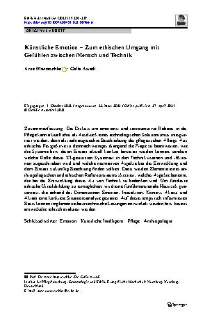 Vorschauseite 1: Künstliche Emotion – Zum ethischen Umgang mit Gefühlen zwischen Mensch und Technik