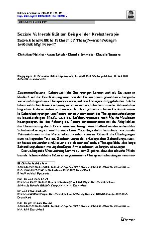 Vorschauseite 1: Soziale Vulnerabilität am Beispiel der Krebstherapie