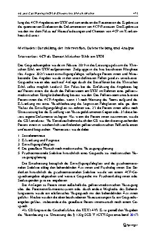 Vorschauseite 5: Advance Care Planning (ACP) als Element eines klinisch-ethischen Unterstützungsangebotes – Darstellung und Evaluation