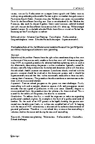 Vorschauseite 2: Professionalität der Gesprächsbegleitenden und Freiwilligkeit der Teilnehmenden als ethische Herausforderungen von Advance Care Planning