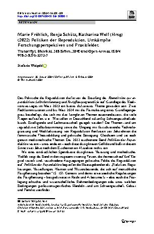 Vorschauseite 1: Marie Fröhlich, Ronja Schütz, Katharina Wolf (Hrsg) (2022) Politiken der Reproduktion. Umkämpfte Forschungsperspektiven und Praxisfelder.