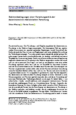Vorschauseite 1: Rahmenbedingungen einer Forschungsethik der datenintensiven medizinischen Forschung