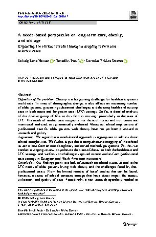 Vorschauseite 1: A needs-based perspective on long-term care, obesity, and old age