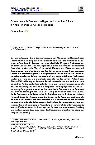 Vorschauseite 1: Menschen mit Demenz anlügen und täuschen? Eine prinzipienorientierte Falldiskussion
