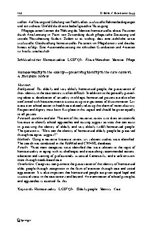 Vorschauseite 2: Homosexualität im Alter – Wahrung der Identität im Pflegekontext. Eine Literaturübersicht.