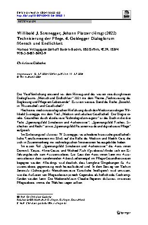 Vorschauseite 1: Willibald J. Stronegger, Johann Platzer (Hrsg) (2022) Technisierung der Pflege. 4. Goldegger Dialogforum Mensch und Endlichkeit