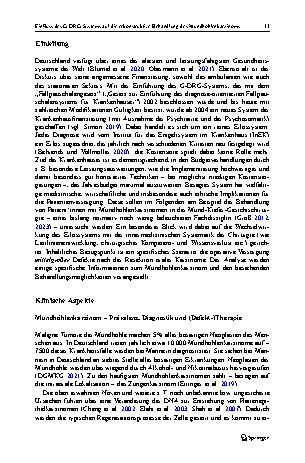 Vorschauseite 3: Einfluss des G-DRG-Systems auf die rekonstruktive Behandlung des Mundhöhlenkarzinoms: Ethische Implikationen und innermedizinische Rationalität