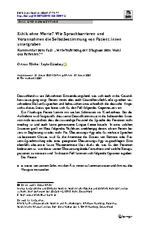 Vorschauseite 1: Ethik ohne Worte? Wie Sprachbarrieren und Vorannahmen die Selbstbestimmung von Patient: innen untergraben