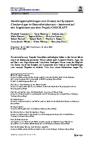 Vorschauseite 1: Handlungsempfehlungen zum Einsatz von Symptom-Checker-Apps im Gesundheitskontext – basierend auf den Ergebnissen aus dem Projekt CHECK.APP