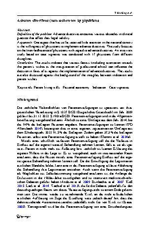 Vorschauseite 2: Patientenverfügungen: (Non‑)Adhärenz von Ärztinnen und Ärzten