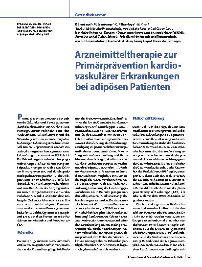 Vorschauseite 1: Arzneimitteltherapie zur Primärprävention kardiovaskulärer Erkrankungen bei adipösen Patienten