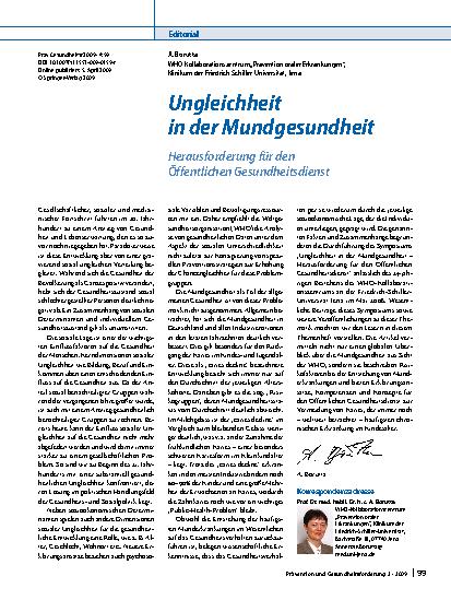 Vorschauseite 1: Ungleichheit in der Mundgesundheit