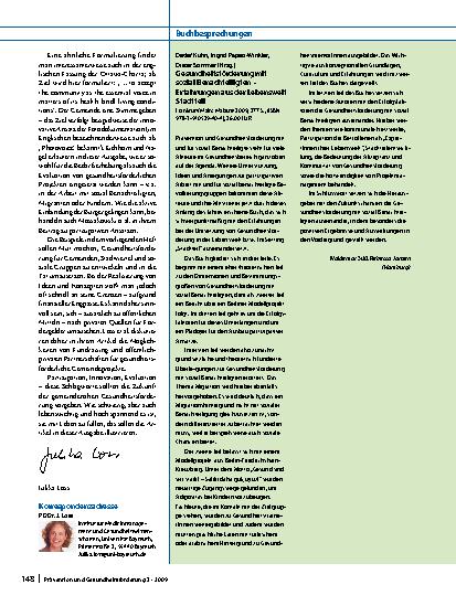 Vorschauseite 2: Die Gemeinde – lebensnotwendige Stimme für die Gesundheitsförderung