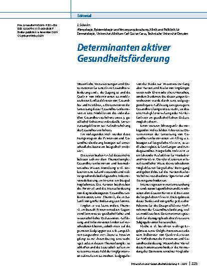 Vorschauseite 1: Determinanten aktiver Gesundheitsförderung