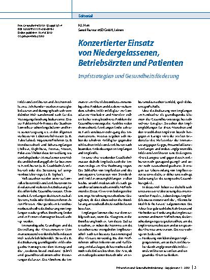 Vorschauseite 1: Konzertierter Einsatz von Niedergelassenen, Betriebsärzten und Patienten