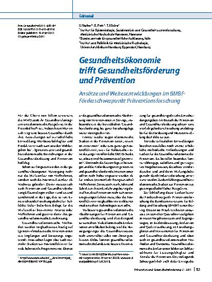 Vorschauseite 1: Gesundheitsökonomie trifft Gesundheitsförderung und Prävention