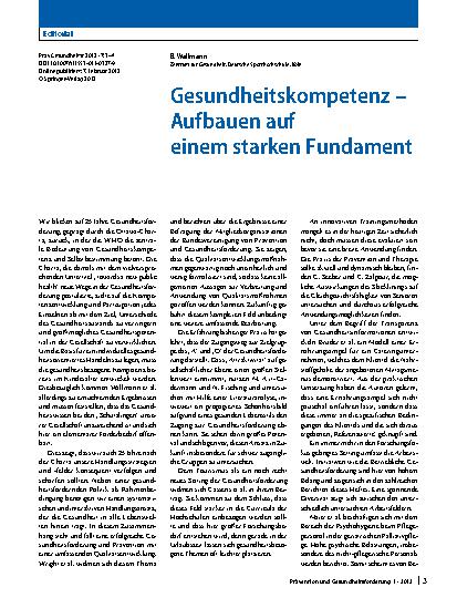 Vorschauseite 1: Gesundheitskompetenz – Aufbauen auf einem starken Fundament