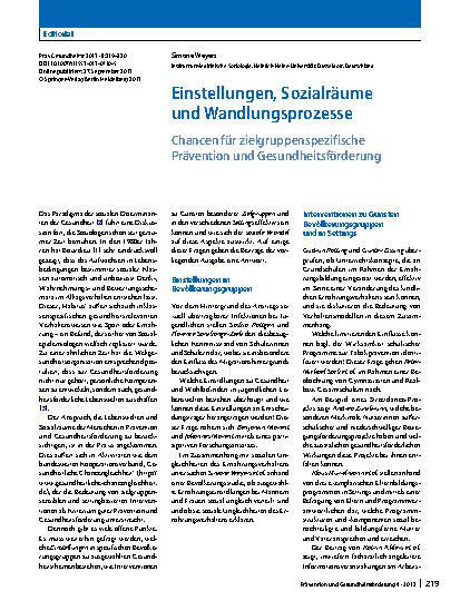 Vorschauseite 1: Einstellungen, Sozialräume und Wandlungsprozesse