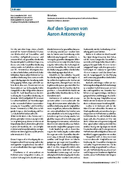 Vorschauseite 1: Auf den Spuren von Aaron Antonovsky