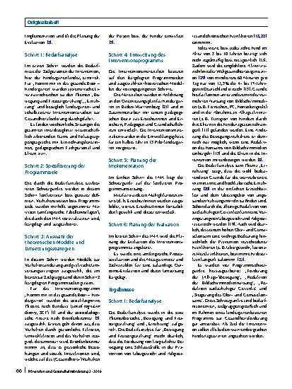 Vorschauseite 2: Entwicklung eines settingspezifischen Gesundheitsförderprogramms durch die Verwendung des Intervention-Mapping-Ansatzes: „Komm mit in das gesunde Boot – Kindergarten“
