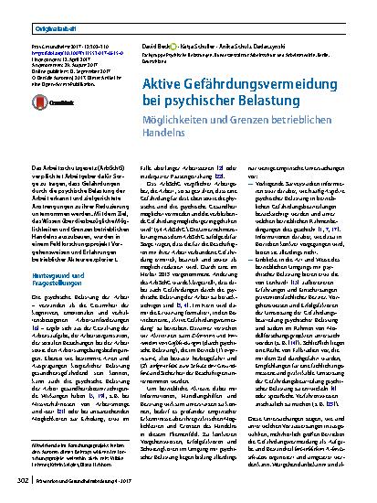 Vorschauseite 1: Aktive Gefährdungsvermeidung bei psychischer Belastung