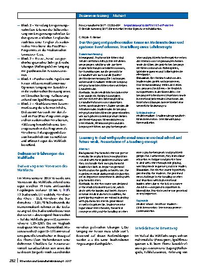 Vorschauseite 3: Den Umgang mit psychosozialen Krisen im Medizinstudium und späteren Beruf erlernen