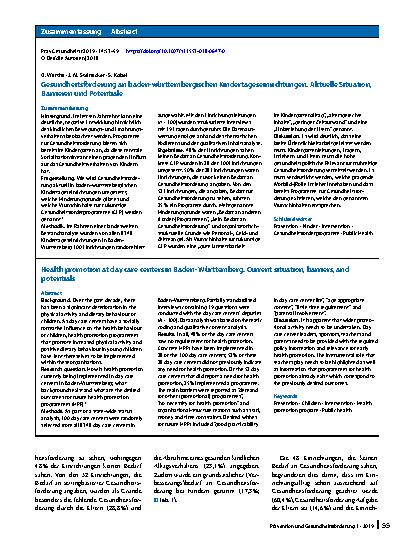 Vorschauseite 3: Gesundheitsförderung an baden-württembergischen Kindertageseinrichtungen
