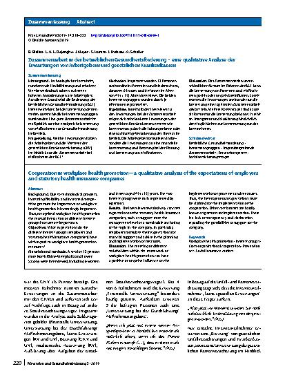 Vorschauseite 3: Zusammenarbeit in der betrieblichen Gesundheitsförderung – eine qualitative Analyse der Erwartungen von Arbeitgebern und gesetzlichen Krankenkassen