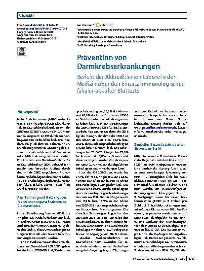 Vorschauseite 1: Prävention von Darmkrebserkrankungen