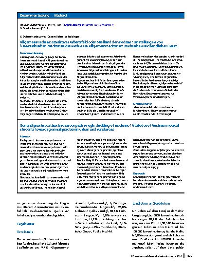 Vorschauseite 3: Allgemeinmedizin: attraktives Arbeitsfeld oder Stiefkind der Medizin?