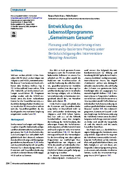 Vorschauseite 1: Entwicklung des Lebensstilprogramms „Gemeinsam Gesund“