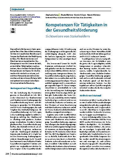 Vorschauseite 1: Kompetenzen für Tätigkeiten in der Gesundheitsförderung