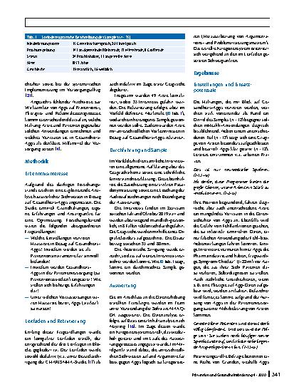 Vorschauseite 2: Gesundheits-Apps als Instrumente der Prävention? – Eine Interviewstudie zu Potenzialen für das hausärztliche Setting
