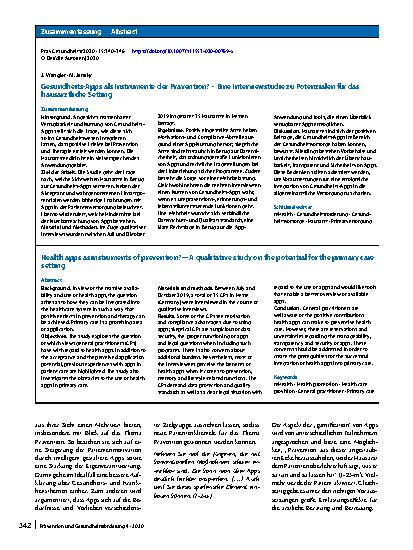 Vorschauseite 3: Gesundheits-Apps als Instrumente der Prävention? – Eine Interviewstudie zu Potenzialen für das hausärztliche Setting
