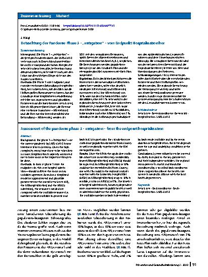 Vorschauseite 3: Betrachtung der Pandemie Phase 3 – „mitigation“ – vom Endpunkt Hospitalisation her