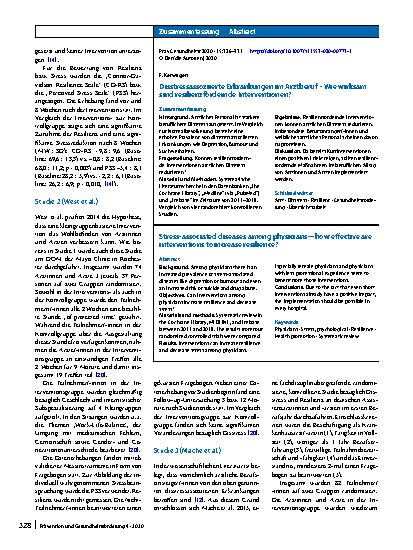 Vorschauseite 3: Disstressassoziierte Erkrankungen im Arztberuf – Wie wirksam sind resilienzfördernde Interventionen?